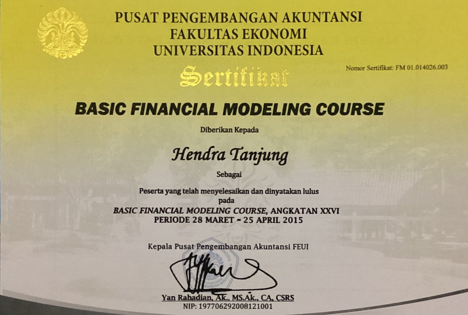 2015 financial modeling